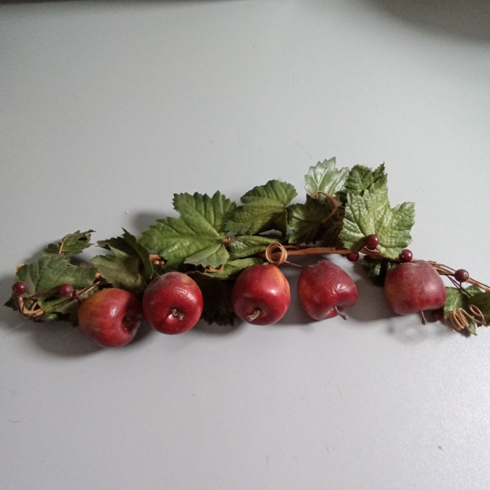 Artificial Red Apple Swag Garland 13 Inch Rustic Farmhouse Fall Kitchen Decor